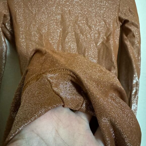 SKIMS Shimmer Glitter Catsuit Onesie Size Small in Umber Long Sleeve - Picture 5 of 10